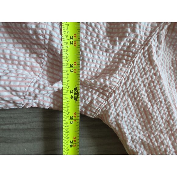 L.L. Bean Womens Seersucker Button-Up Shirt 2X Pink & White - Picture 7 of 7